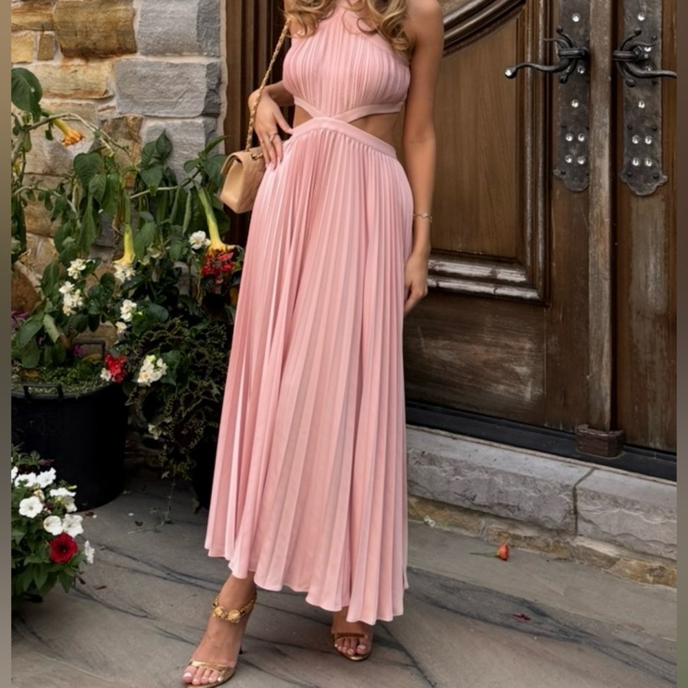 Maje Blush Pink Cutout Maxi Dress